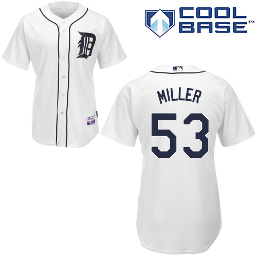 Justin Miller #53 MLB Jersey-Detroit Tigers Men's Authentic Home White Cool Base Baseball Jersey